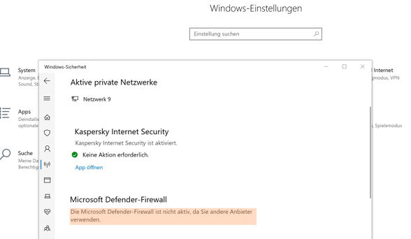 Windows 10 Firewall checken