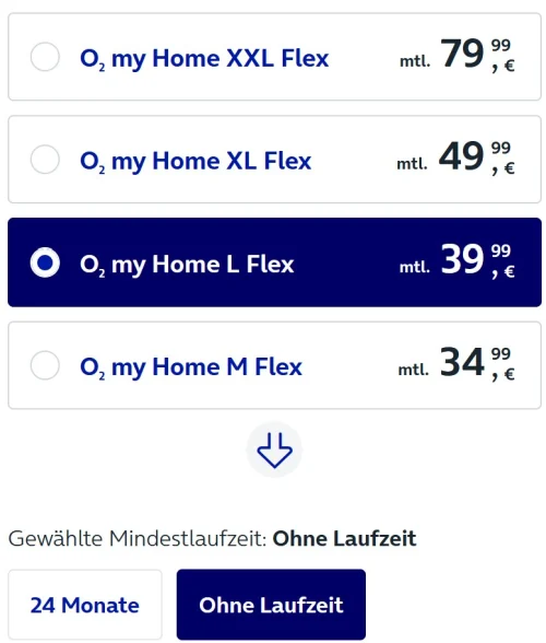 O2 monatlich kündbar anklicken